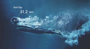 Swimmer in blue background