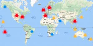 Marlin users across the globe. Red dots indicate the highest concentration of users.